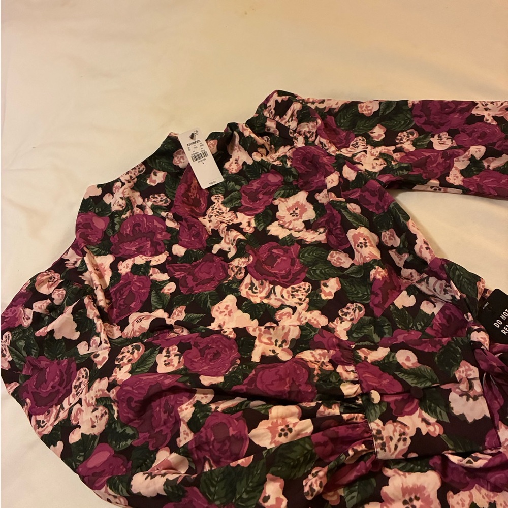 Express Floral Mini Dress - Pink and Green